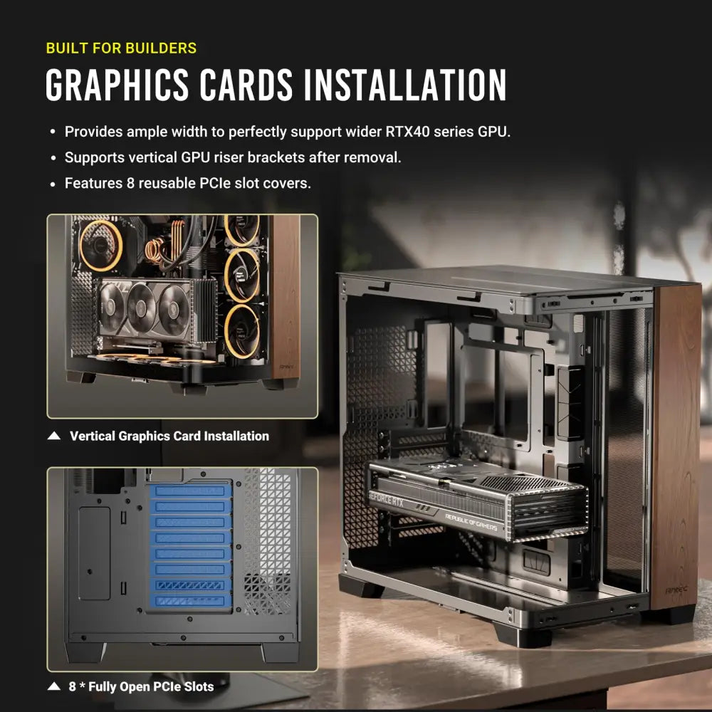 Antec C8 Curve Wood Full-Tower E-ATX PC Case - Personal Computer