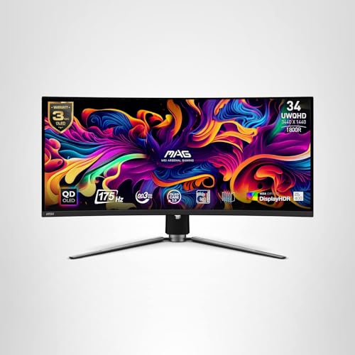 Gaming monitor with colorful display on a white background