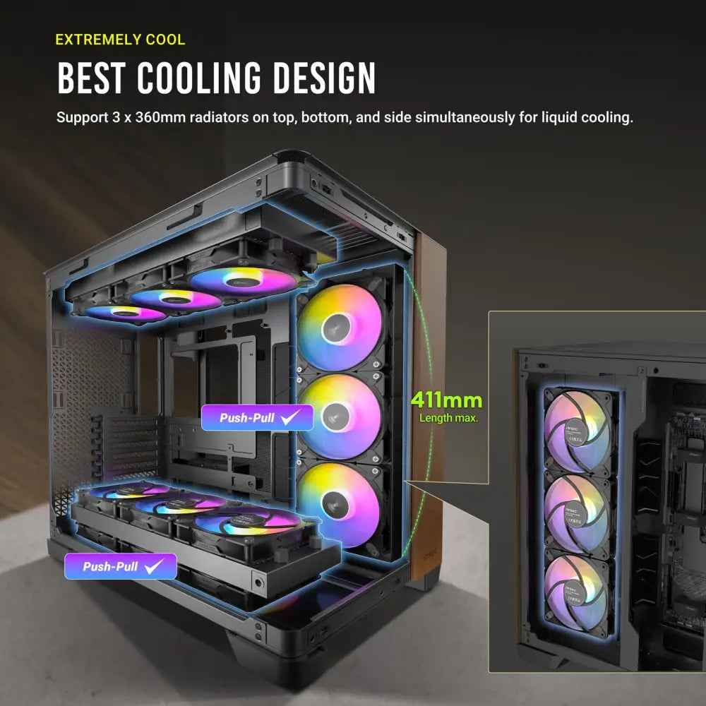 Antec C8 Curve Wood Full-Tower E-ATX PC Case - Personal Computer