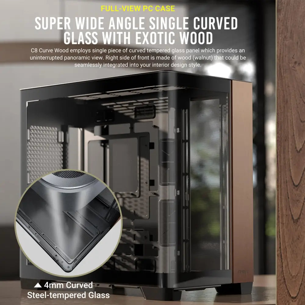 Antec C8 Curve Wood Full-Tower E-ATX PC Case - Personal Computer