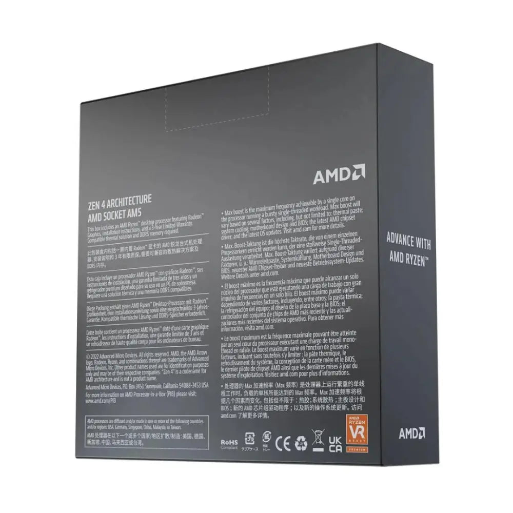 AMD Ryzen 5 7600X 6-Core 12-Thread Unlocked Desktop Processor AM5 - Cpu