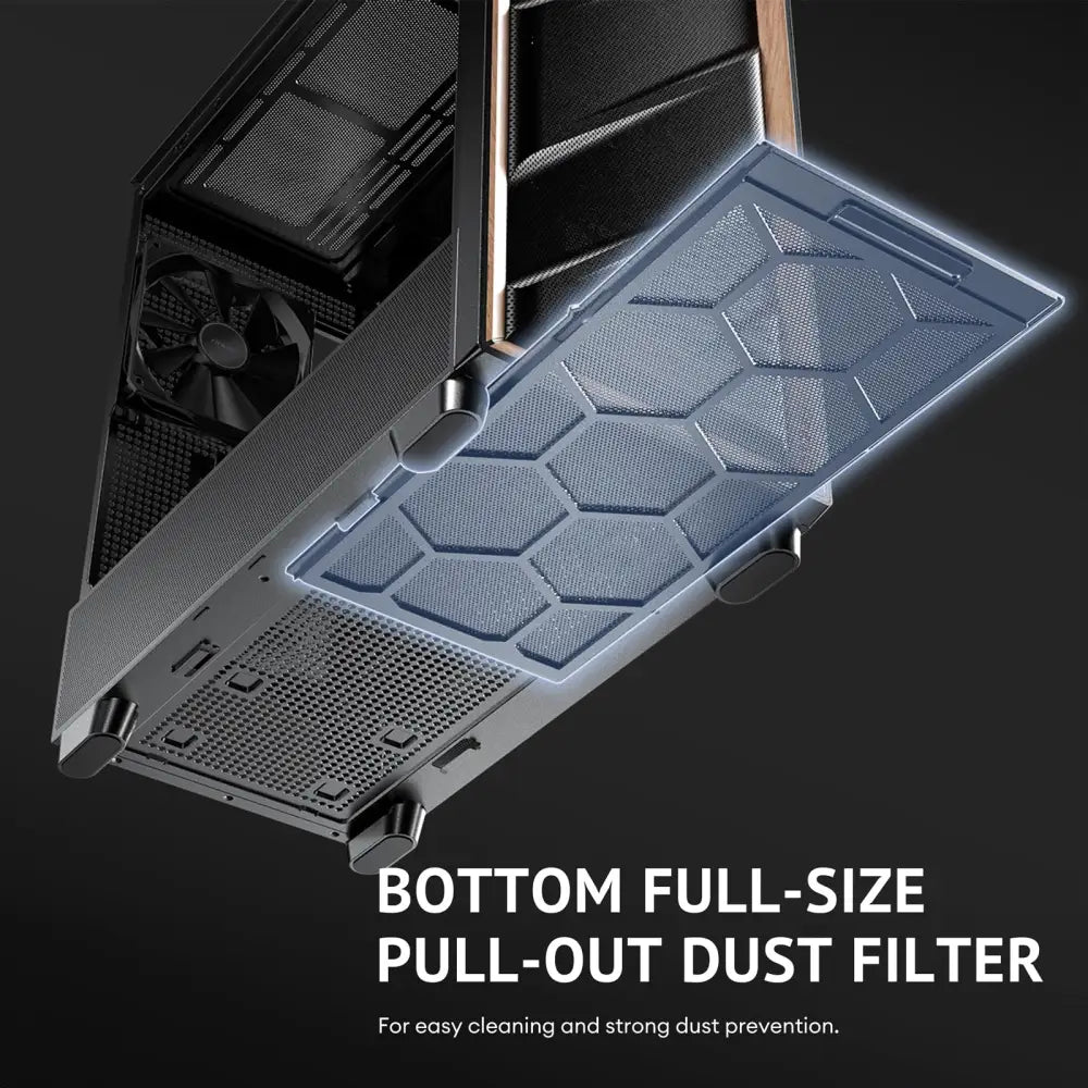 Antec Flux Wood 5 x PWM Fans Included High-Airflow Front Panel with Walnut PC Case - Computer Cases