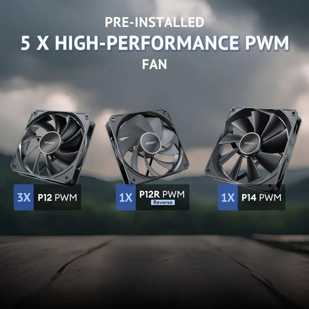 Antec Flux Wood 5 x PWM Fans Included High-Airflow Front Panel with Walnut PC Case - Computer Cases