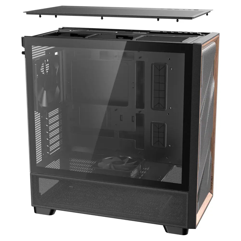 Antec Flux Wood 5 x PWM Fans Included High-Airflow Front Panel with Walnut PC Case - Computer Cases