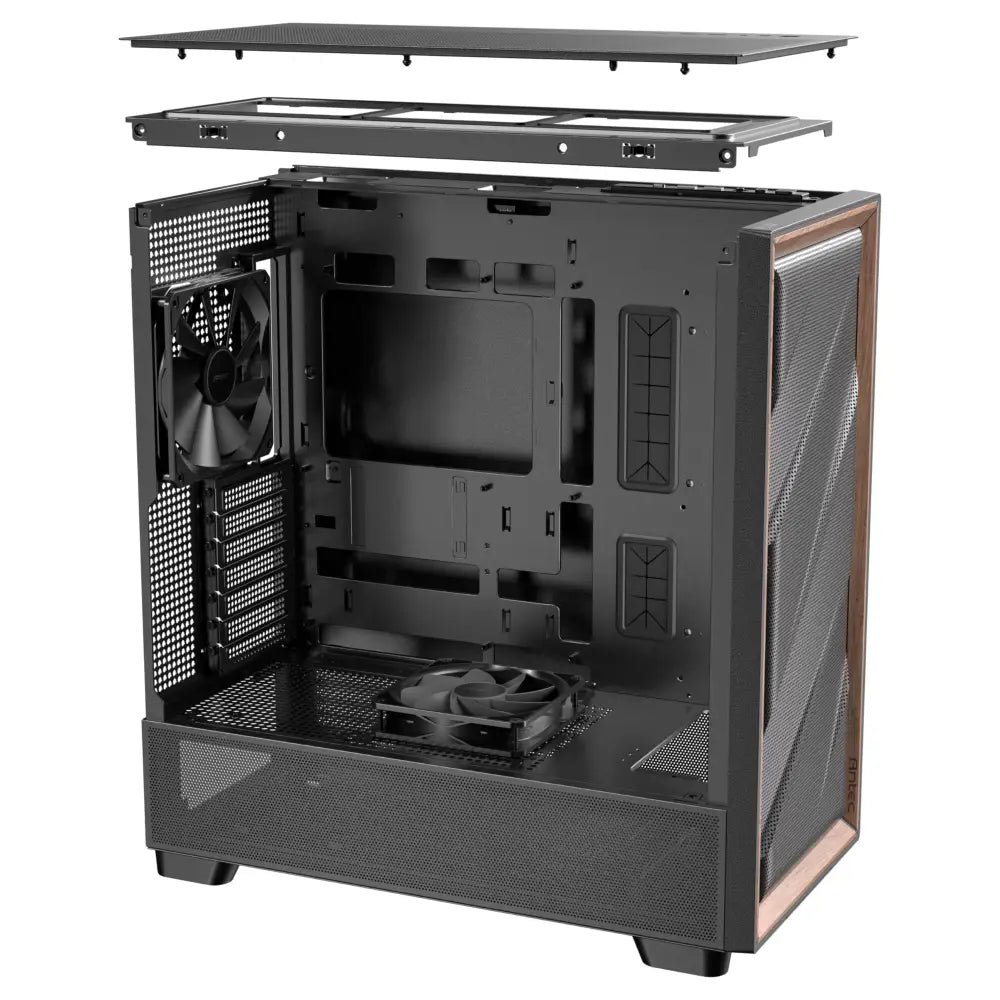 Antec Flux Wood 5 x PWM Fans Included High-Airflow Front Panel with Walnut PC Case - Computer Cases