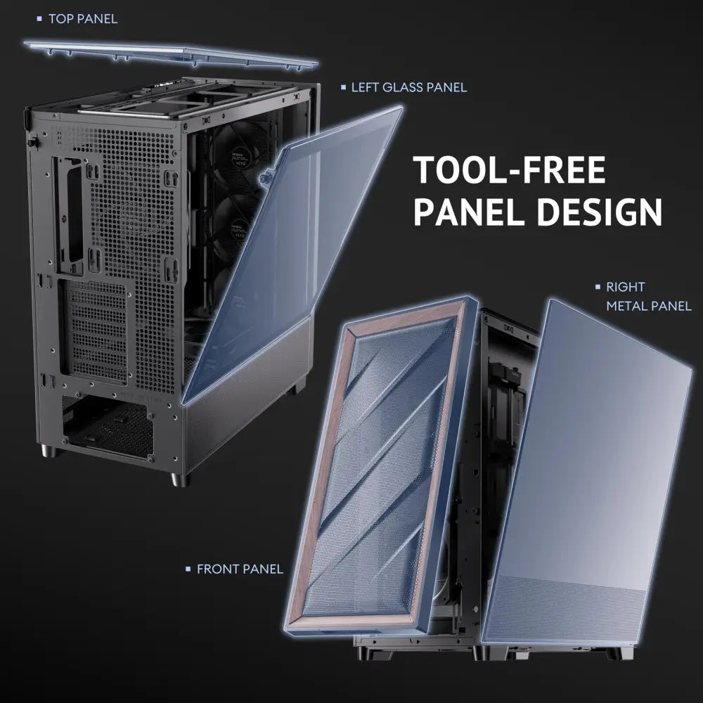 Antec Flux Wood 5 x PWM Fans Included High-Airflow Front Panel with Walnut PC Case - Computer Cases