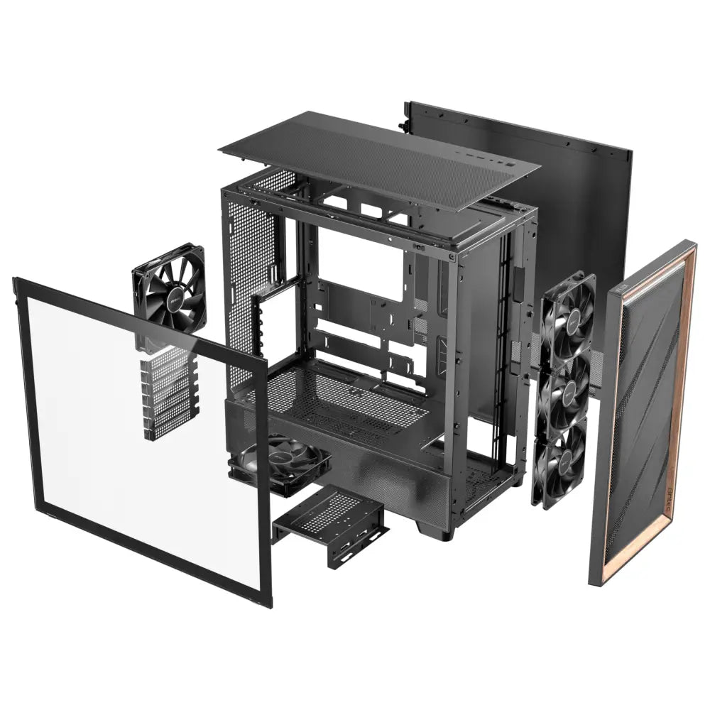 Antec Flux Wood 5 x PWM Fans Included High-Airflow Front Panel with Walnut PC Case - Computer Cases