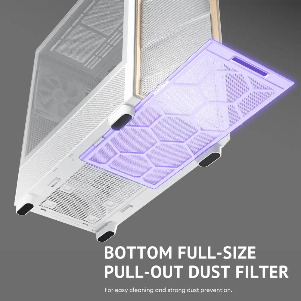 Antec Flux Wood White 5 x PWM Fans Included High-Airflow Front Panel with Birch PC Case - Computer Cases
