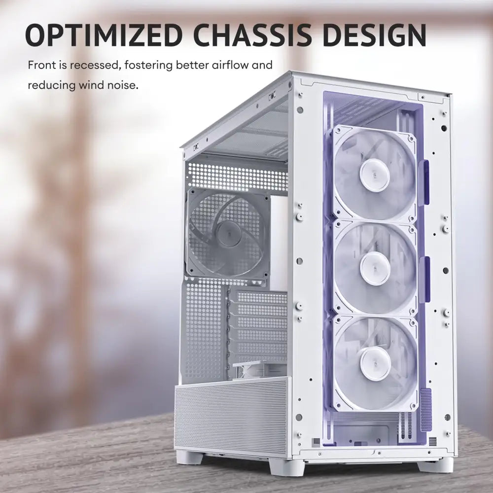 Antec Flux Wood White 5 x PWM Fans Included High-Airflow Front Panel with Birch PC Case - Computer Cases