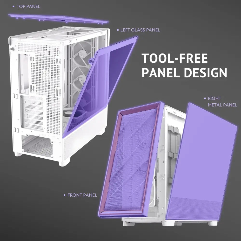 Antec Flux Wood White 5 x PWM Fans Included High-Airflow Front Panel with Birch PC Case - Computer Cases