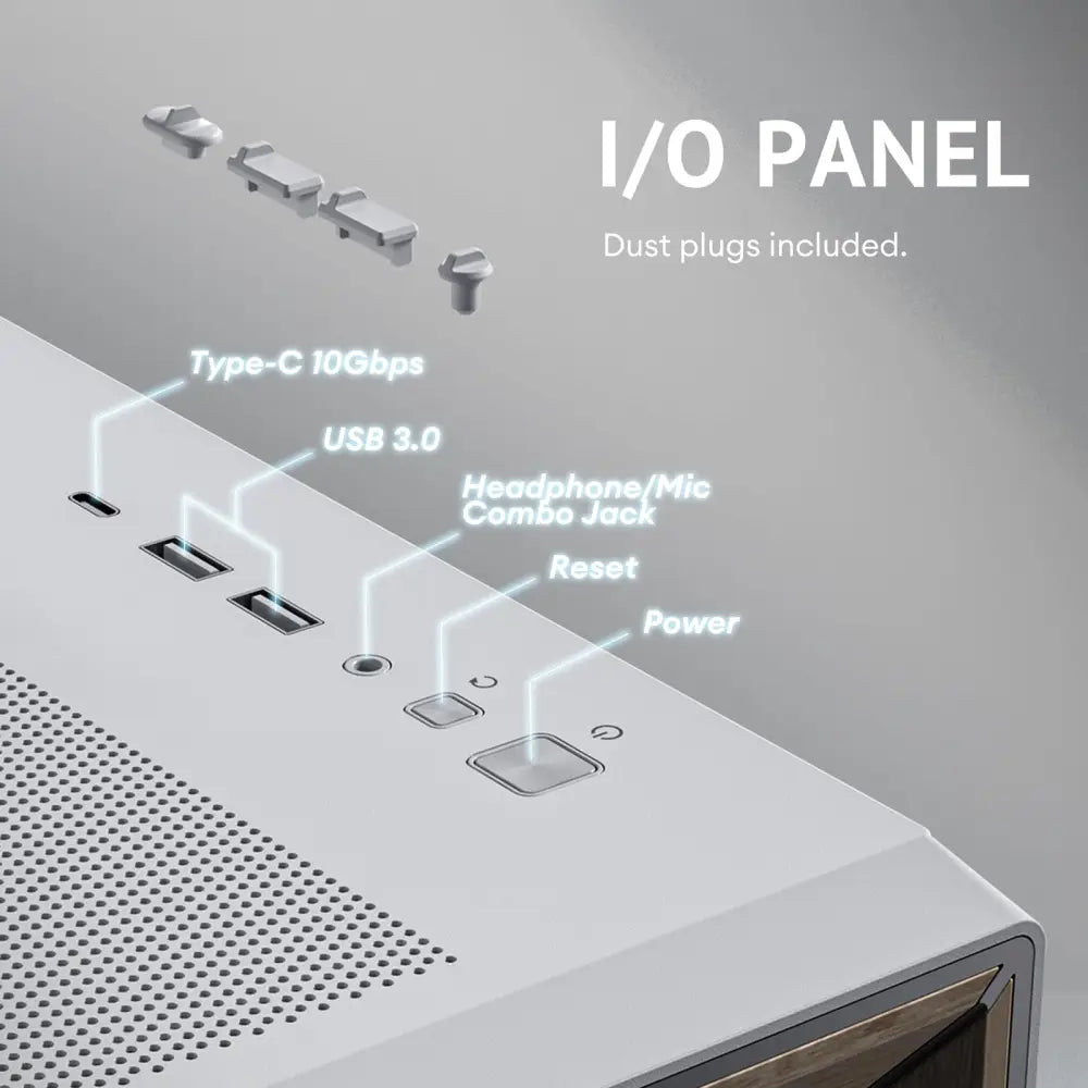 Antec Flux Wood White 5 x PWM Fans Included High-Airflow Front Panel with Birch PC Case - Computer Cases