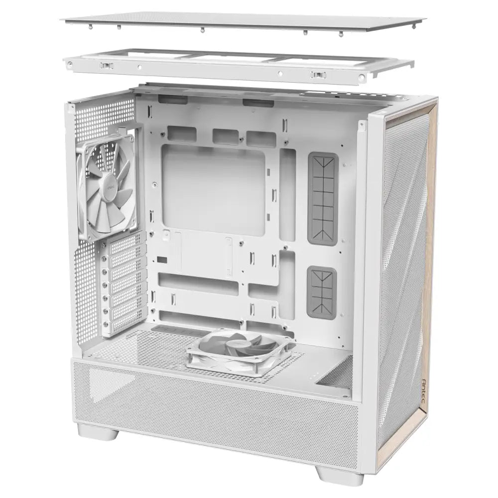 Antec Flux Wood White 5 x PWM Fans Included High-Airflow Front Panel with Birch PC Case - Computer Cases