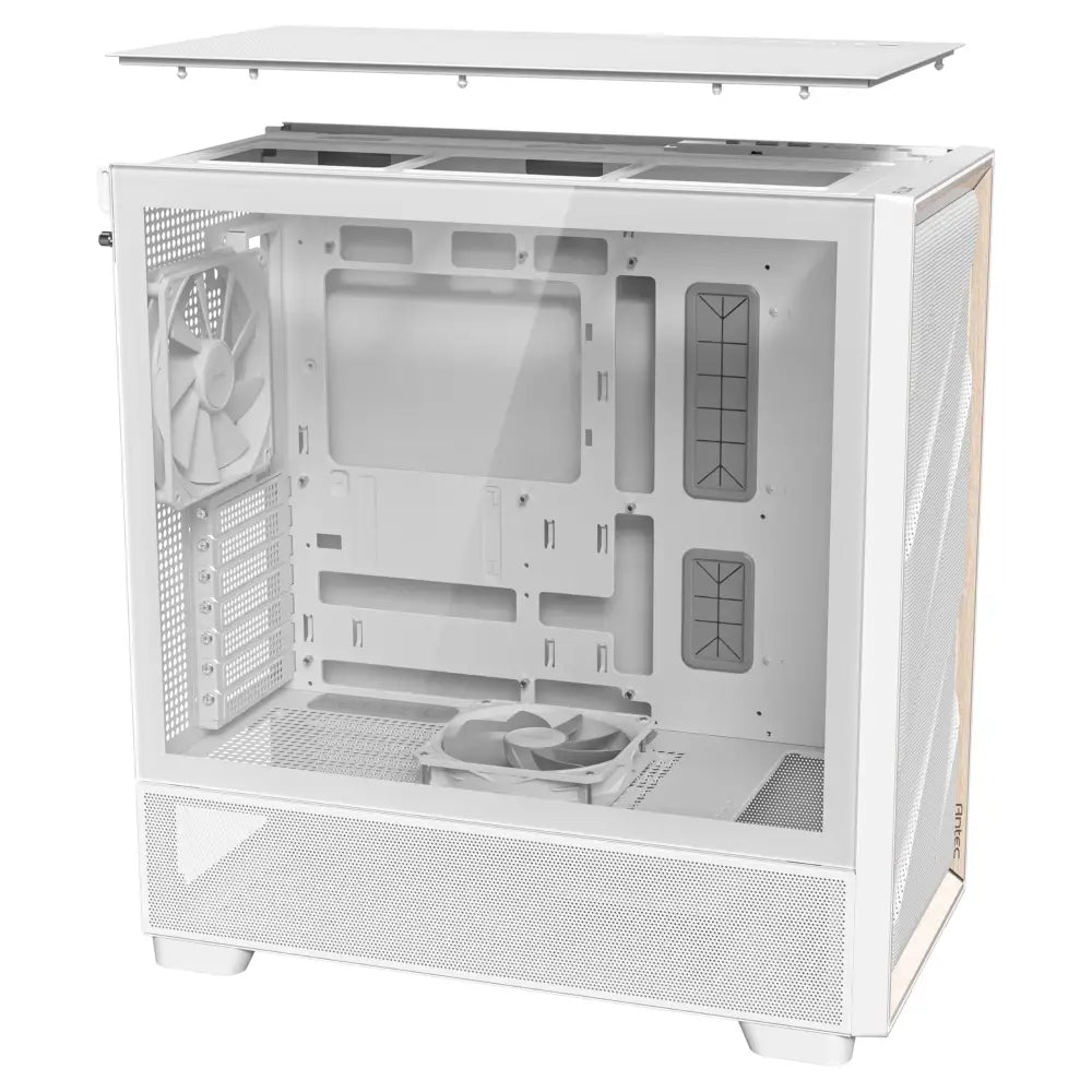 Antec Flux Wood White 5 x PWM Fans Included High-Airflow Front Panel with Birch PC Case - Computer Cases