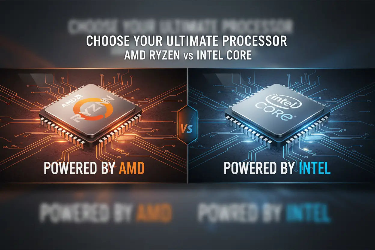 creat me a banner image about amd and intel cpu
