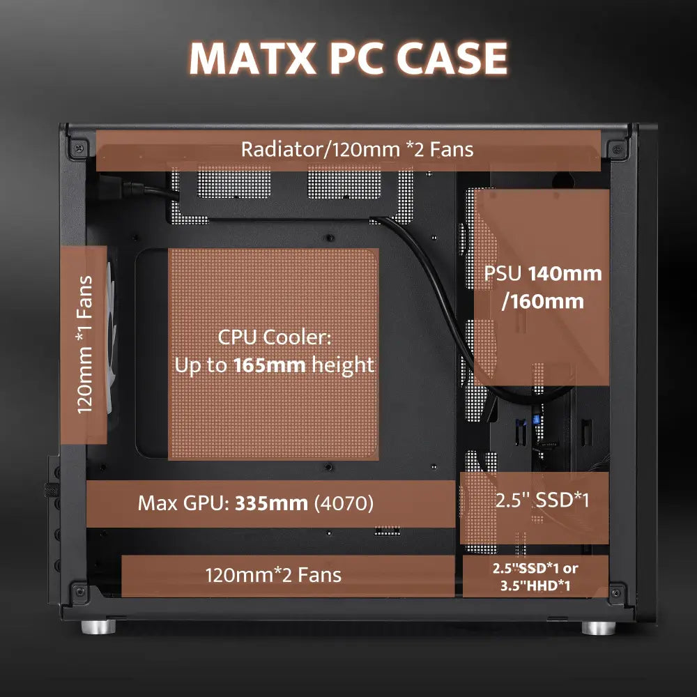 darkFlash WD200 Portable Micro-ATX PC Case – Walnut Wood & Mesh Design with Handle - Personal Computer