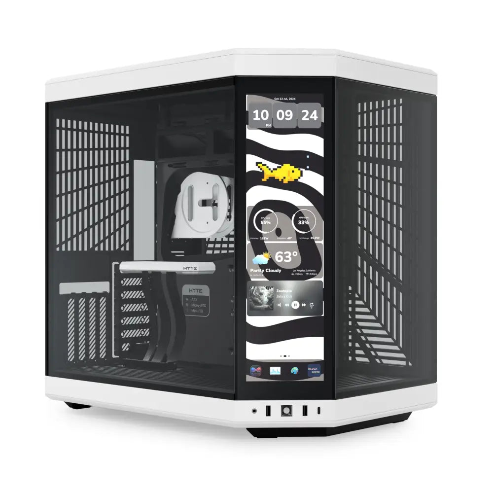 Hyte Y70 Touch Infinite Dual Chamber ATX Mid Tower Modern Aesthetic PC Case - Panda/White - Personal Computer