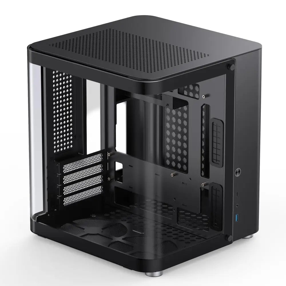 JONSBO TK-1 Black Micro ATX Mini Tower Computer CASE Hyperboloid Glass Design - Cases