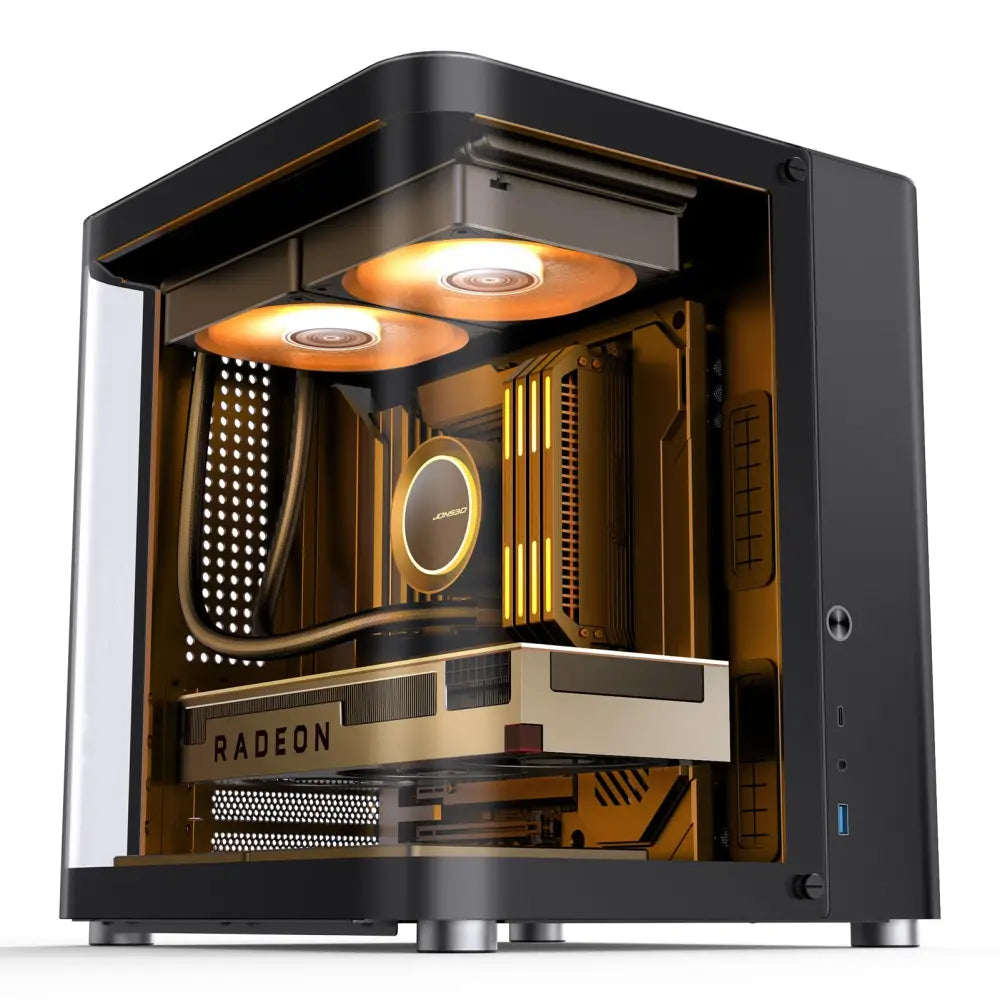 JONSBO TK-1 Black Micro ATX Mini Tower Computer CASE Hyperboloid Glass Design - Cases