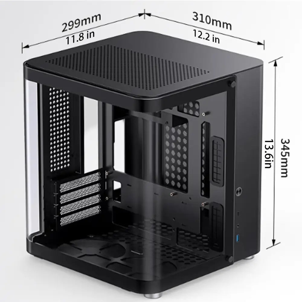 JONSBO TK-1 Black Micro ATX Mini Tower Computer CASE Hyperboloid Glass Design - Cases