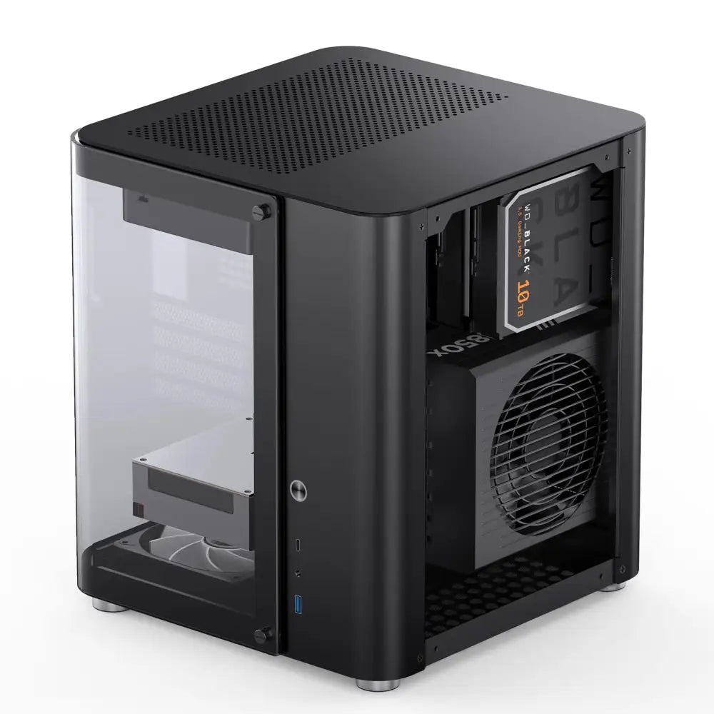 JONSBO TK-1 Black Micro ATX Mini Tower Computer CASE Hyperboloid Glass Design - Cases