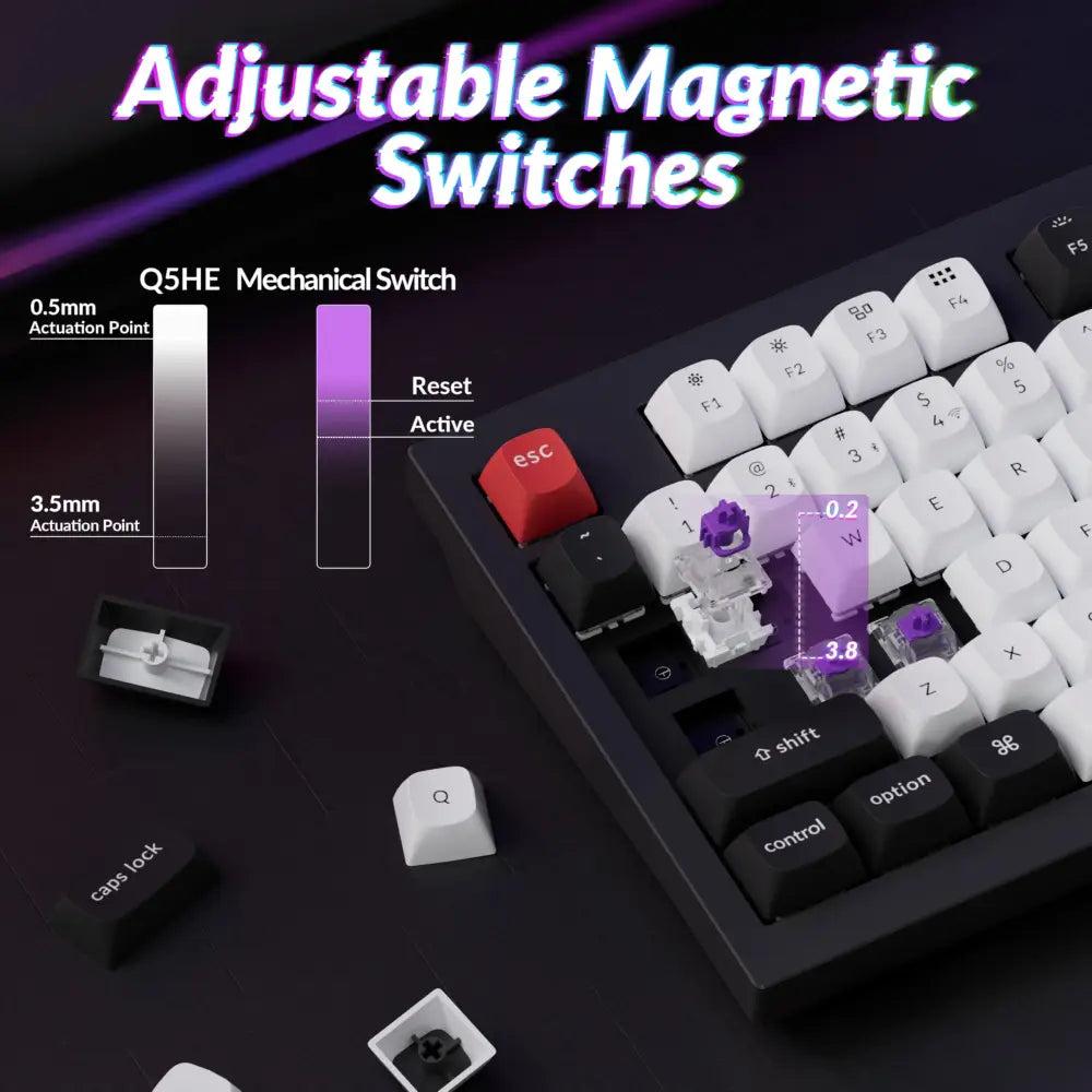 Keychron Q5 HE Rapid Trigger Gaming Keyboard Wireless with Hall Effect Gateron Double-Rail Magnetic Switch Adjustable