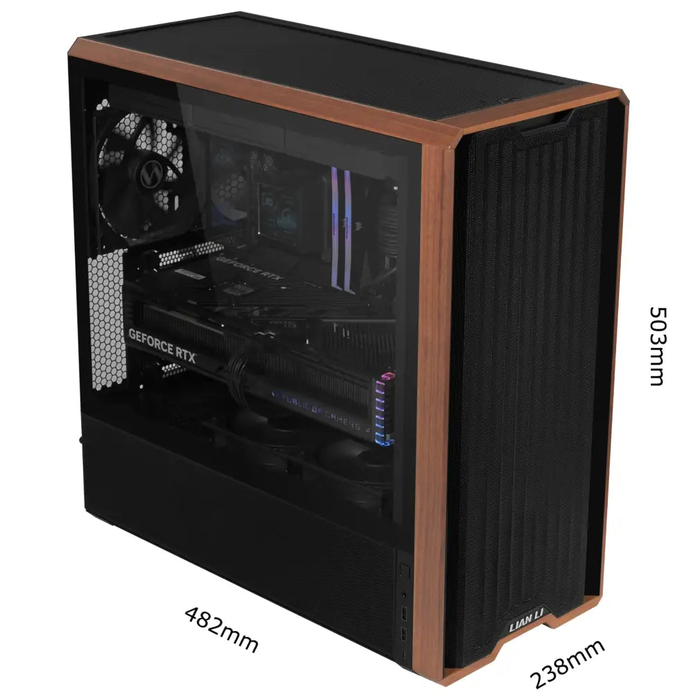 Lian Li LANCOOL 217 ATX Mid-Tower PC Case - Walnut Wood Accents - Personal Computer