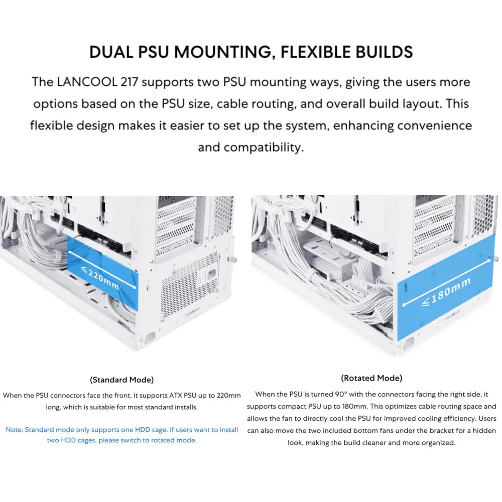 Lian Li LANCOOL 217 ATX Mid-Tower PC Case - White with Walnut Accents - Personal Computer