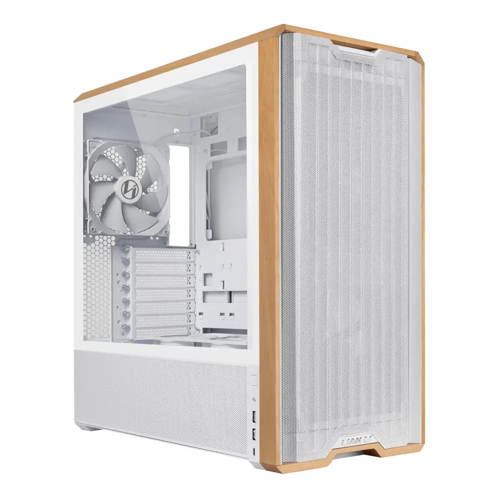 Lian Li LANCOOL 217 ATX Mid-Tower PC Case - White with Walnut Accents - Personal Computer