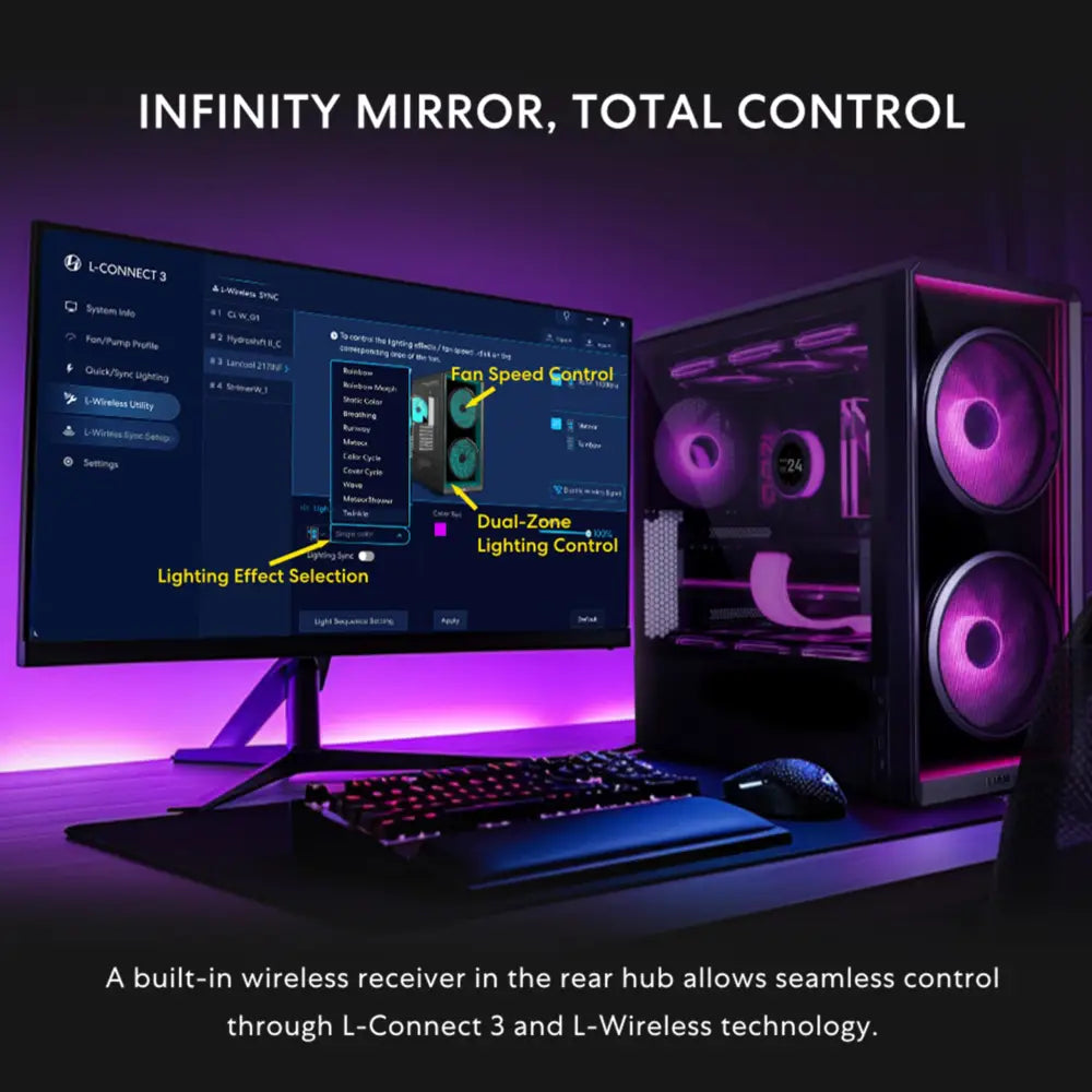 Lian Li LANCOOL 217 INF Infinity Mirror Computer Case Mid-Tower ATX PC - Personal