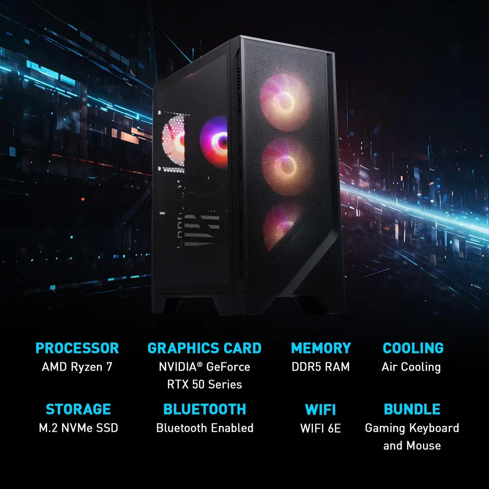 MSI Codex Z2 Gaming Desktop: AMD R7-8700F GeForce RTX 5070 32GB DDR5 2TB - Personal Computer