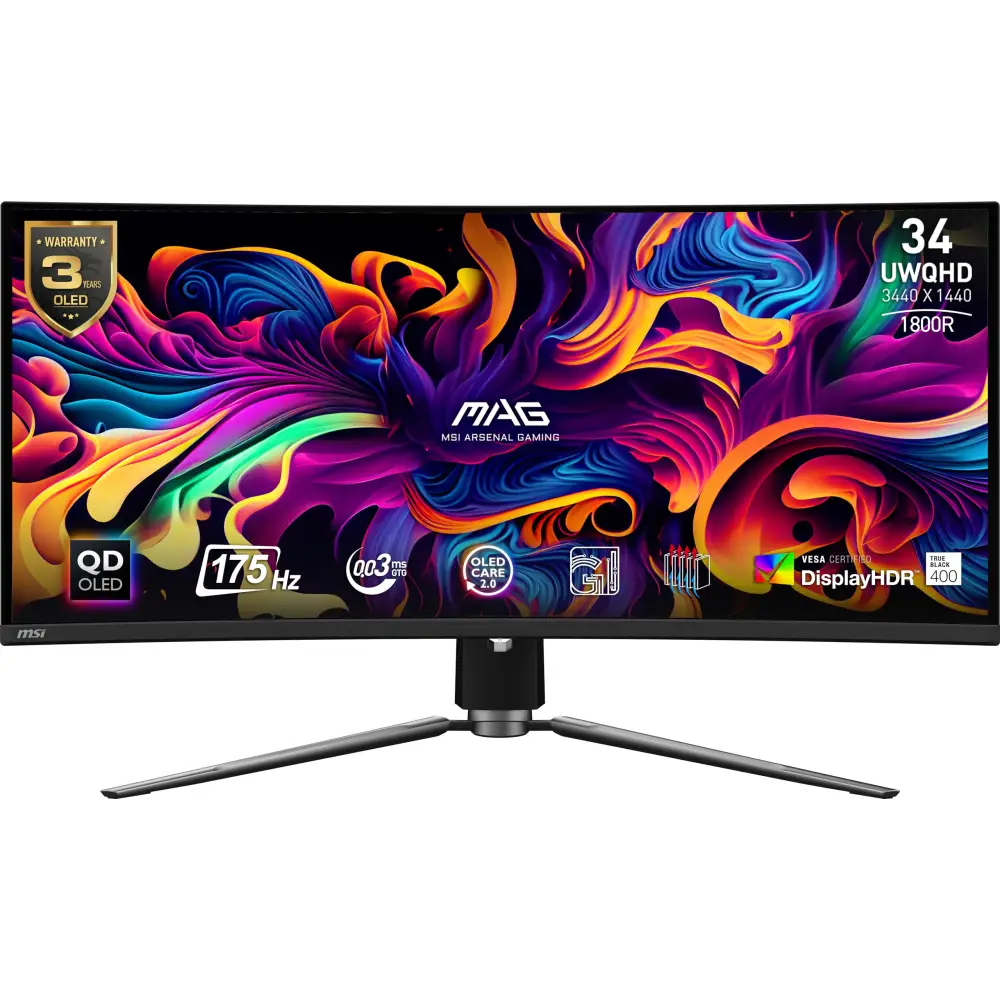 MSI MAG 341CQP QD-OLED 34 Curved OLED Gaming Monitor 3440 x 1440 (UWQHD) - Monitors