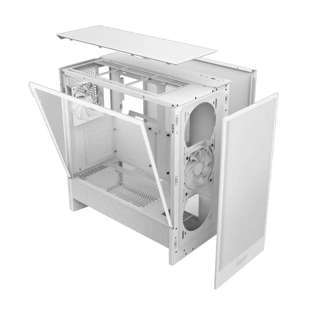 NZXT - H5 Flow 2024 Compact ATX Mid-Tower Airflow PC Case - White - Computer Cases
