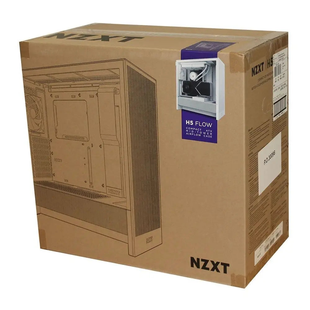 NZXT - H5 Flow 2024 Compact ATX Mid-Tower Airflow PC Case - White - Computer Cases