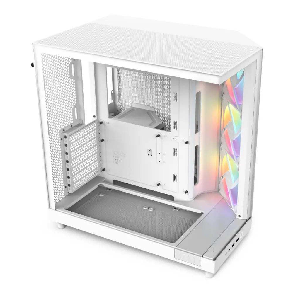 NZXT H6 Flow RGB Mid-Tower Airflow PC Case with 3 Fans Panoramic Glass Panels - White - Personal Computer