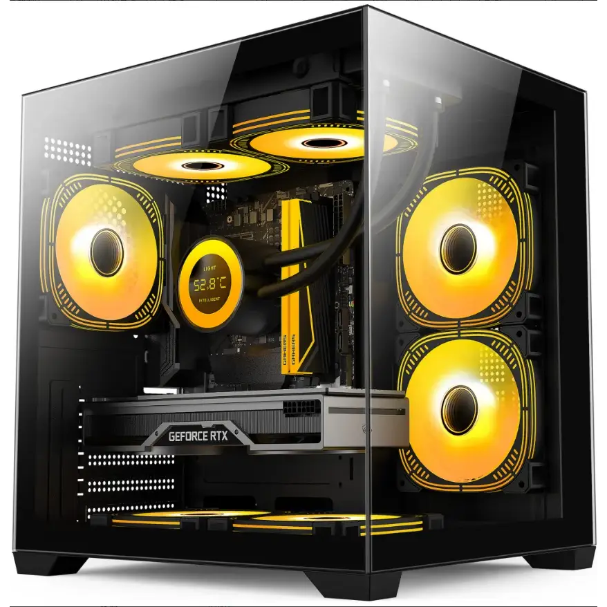 SNOWMAN 049 MidTower Black Gaming Chassis Triple Cooling Zones 240mm Top 160mm Height Radiator 330mm L GPU PSU Vertical