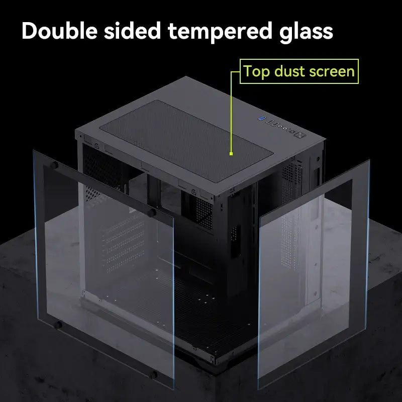 SNOWMAN 049 MidTower Black Gaming Chassis Triple Cooling Zones 240mm Top 160mm Height Radiator 330mm L GPU PSU Vertical