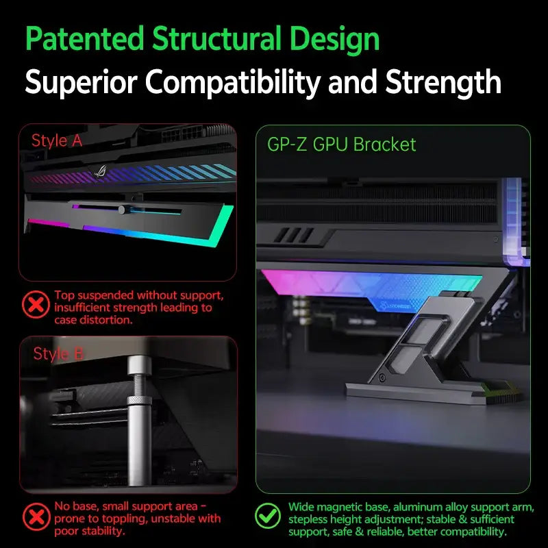 SNOWMAN Gaming Desktop GPU Support Bracket with ARGB Sync