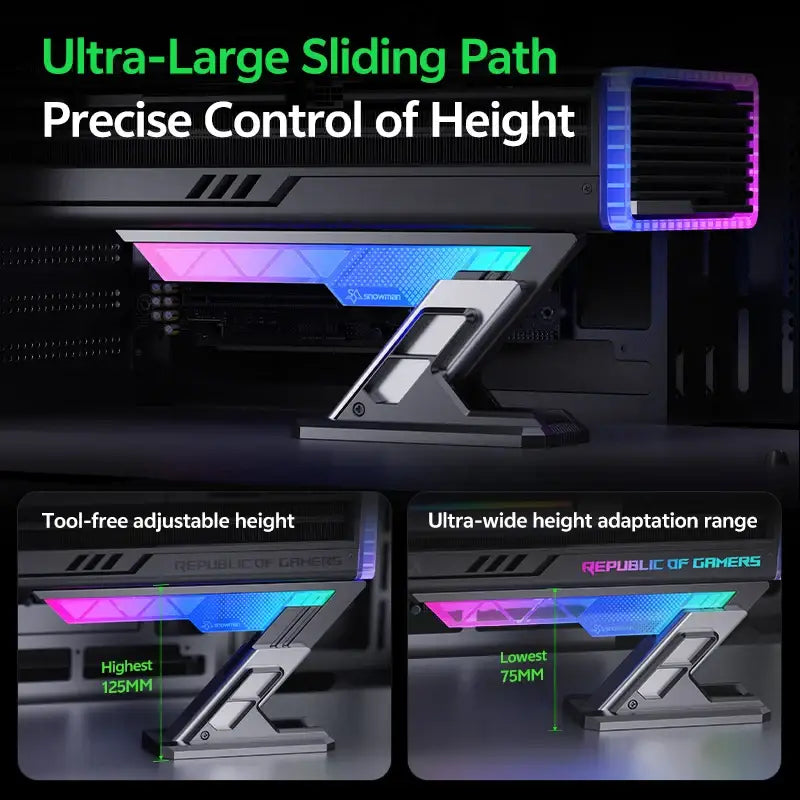SNOWMAN Gaming Desktop GPU Support Bracket with ARGB Sync